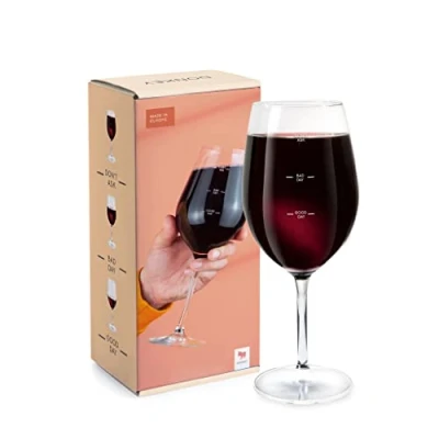 Afbeelding van Donkey Products Glass of Moods Grappig XL wijnglas met bedrukte stemmingsbarometer Good Day Bad Don&#039;t Ask 560ml