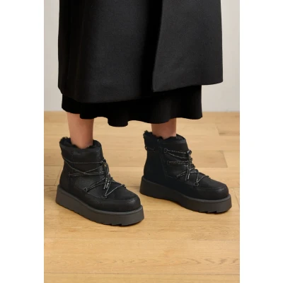Afbeelding van Tamaris Enkellaarsjes met plateauzool, Dames, Maat: 39, Black Textiel