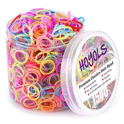 Afbeelding van HOYOLS Small Toddler Elastics Mini Hair Ties 10 Colored Rubber Bands for Ponytail Holders Baby Girl Infants, Ligas Para Cabello TPR 1500 Pcs