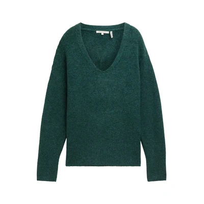 Afbeelding van TOM Tailor Denim MIT Vausschnitt Trui, Dames, Maat: Small, Midnight forest green mélange