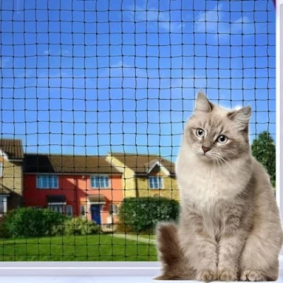 Afbeelding van Tatamiyya kattennet voor balkon, met draad versterkt, 4 x 3 m, balkonnet is robuust, beet en scheurvast, UV weerbestendig, balkons, terrassen ramen (zwart)