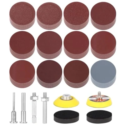 Afbeelding van 240 Stuks Schuurschijven, Schuurschijfjes voor Boormachine 2 Inch 50mm Korrel 60 80 100 180 400 600 800 1000 1200 2000 3000, Schuurschijf Pad Kit met 8 Schuurpads Accessoires