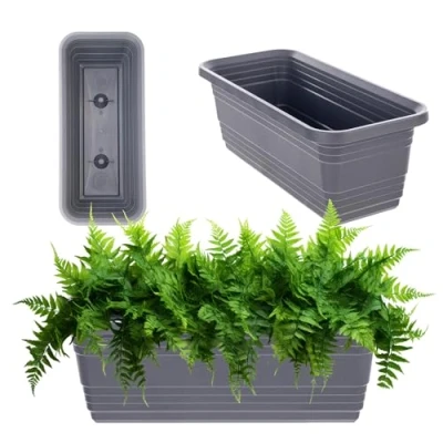 Afbeelding van KADAX Wamat, 40 cm, antraciet, balkonpot van kunststof, weerbestendige plantenbak, bloempot, balustrade voor bloemen, kruiden en planten
