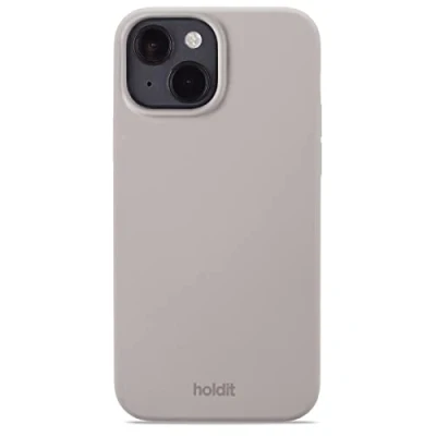 Afbeelding van Holdit telefoonhoesje geschikt voor iPhone 14 / 13 Siliconen hoesje Back Cover (Taupe)