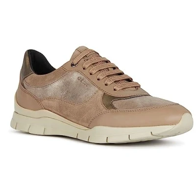 Afbeelding van Geox D Sukie Sneakers laag, Dames, Maat: 36, Dark taupe Leer/ synthetisch