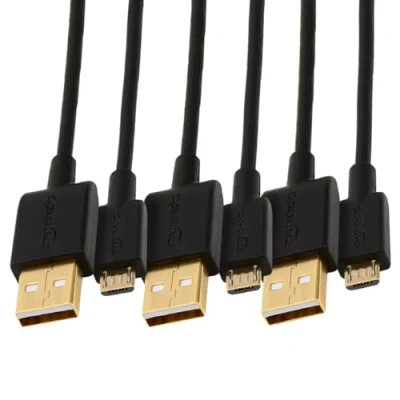 Afbeelding van Amazon Basics 7P6EV4 Verbindingskabel, USB 2.0, A stekker naar Micro B (3 stuks), 0,9 m, zwart