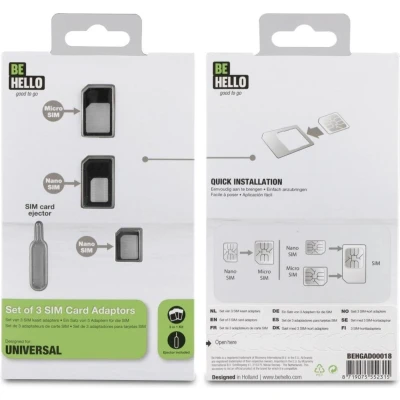 Afbeelding van Simkaart adapters BeHello (Nano SIM → Micro SIM, Nano SIM)