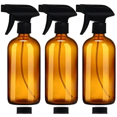 Afbeelding van Belle Vous Navulbare Lege Amber Glazen Spray/Verstuiver Flessen (3 Pak) 500 ml Duurzame Pistoolspray Fles Container Set 2 Standen voor Schoonmaak Producten, Aromatherapie &amp; Essentiele Olies