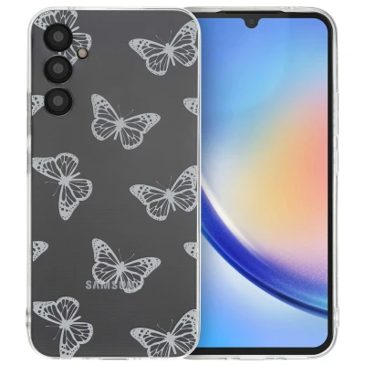 Afbeelding van Samsung Galaxy A34 (5G) Hoesje Siliconen en TPU (zacht) iMoshion Softcase/Backcover Butterfly Telefoonhoesje