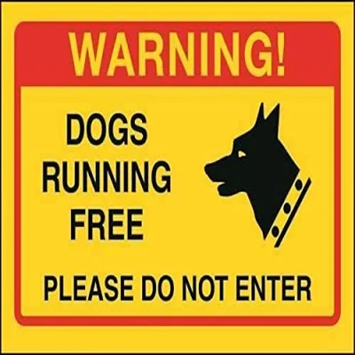 Afbeelding van V Safety Dogs Running Free, Please Do Not Enter Sign 200mm x 150mm 1mm Geel Stijf Plastic