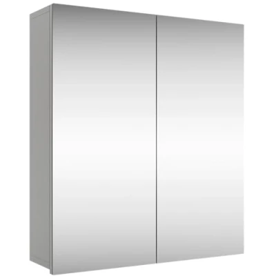 Afbeelding van Planetmöbel Merkur spiegelkast voor badkamer, 60 cm breed, hangende badkamerkast met spiegel, wit grijs, gastentoilet, x 67 16