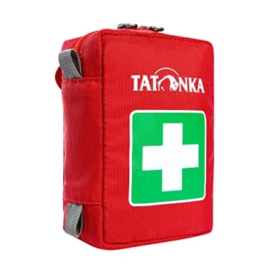 Afbeelding van Tatonka First Aid XS EHBO tas (zonder inhoud) met verdeeld hoofdvak en riemlus om zelf te vullen afmetingen: 10 x 7 4 cm (rood)