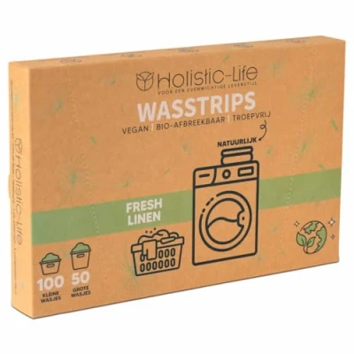 Afbeelding van Natuurlijke Wasmiddeldoekjes Fresh Linen Wasstrips 100 Wasbeurten Incl. Wasverzachter Wasmiddel Wasdoekjes Vegan