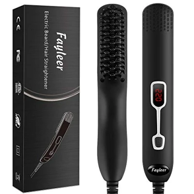 Afbeelding van fayleer Baard Stijltang voor mannen, snelle baardkam, glad haarkam, multifunctionele temperatuurmodi, haarstijlborstel vrouwen en zwart