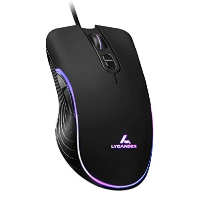 Afbeelding van Lycander Gamingmuis, bekabelde optische USB muizen met instelbare dpi tot 6400, 7 knoppen, led, 1,5 m kabel