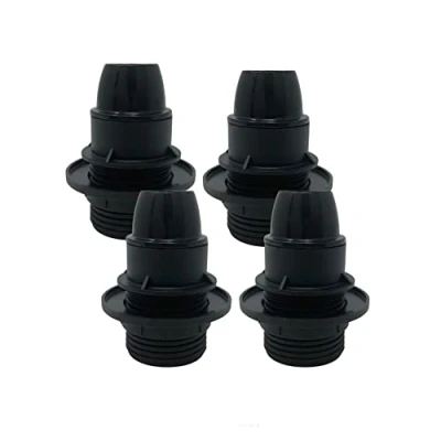 Afbeelding van HALOTEC. Set van 4 lamphouders stuks zwart met E14 fitting, bevestigkap binnendraad M10x1, buitendraad aanslag en schermklemring