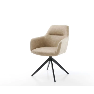 Afbeelding van DELIFE Draaistoel Pejo Flex microvelours beige vintage kruisframe breed zwart 360 draaibaar rocker functie pocketveer kern