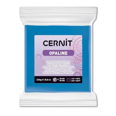 Afbeelding van CERNIT CE0880250261C Opaline polymeerdeeg boetseerklei om te bakken kleur primair blauw blok van 250 g