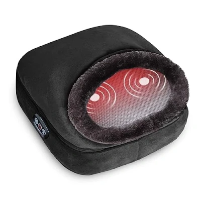 Afbeelding van Snailax voetmassageapparaat met vibratie, elektrisch warmtefunctie, 2 in 1 voetwarmer voor voetverzorging 5 massagemodi, warmtetherapie thuis, kantoor, geschenken