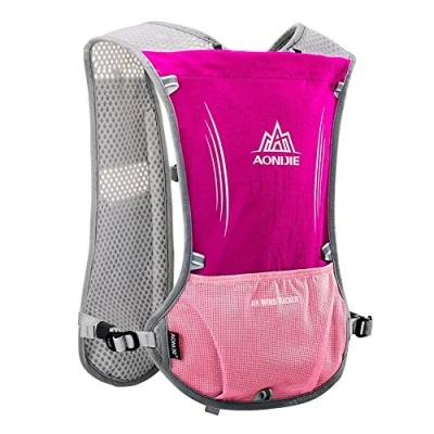 Afbeelding van AONIJIE Hydration Pack Rugzak 5L Running Vest Lichtgewicht voor Fietsen Buiten Trail Marathon Race Mannen &amp; Vrouwen (Roze)