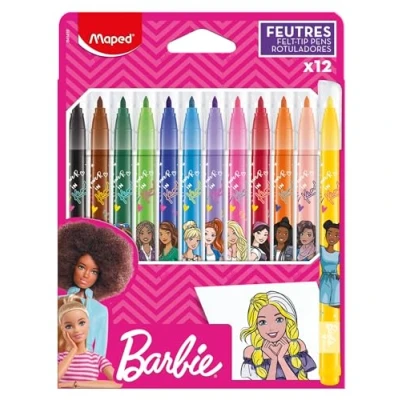 Afbeelding van Maped Barbie viltstiften viltstift voor kinderen gedecoreerde medium punt wasbare inkt 12