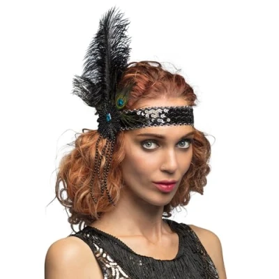 Afbeelding van Boland 64350 Flapper hoofdband voor verkleedkleding en feest, accessoires carnavalskostuums, Charleston jaren 20 themafeesten of carnaval