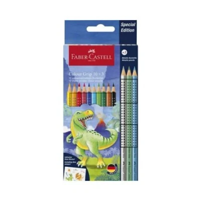 Afbeelding van 5x Kleurpotlood Faber Castell grip Dino 10 colour 3 metallic gr