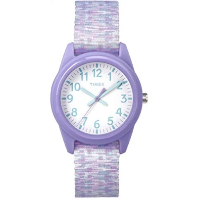 Afbeelding van Timex Meisjes Time Machines paars/wit sporthorloge met elastische stoffen band TW7C12200