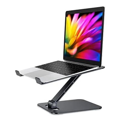 Afbeelding van Babacom laptopstandaard, in hoogte verstelbaar, opvouwbare standaard van aluminiumlegering, ergonomische, geventileerde compatibel met MacBook Air, Pro, Samsung