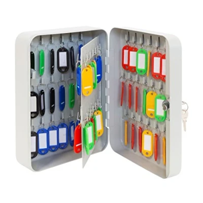 Afbeelding van ARREGUI PLL90 Sleutelkast Sleutelkastje Sleutelbox van gelakt staal, afsluitbaar met 90 haken en sleutelslot, incl. beschrijfbare sleutelhangers, 30 x 24 8 cm, lichtgrijs