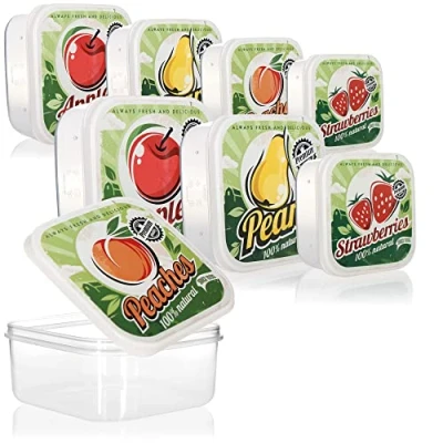 Afbeelding van COM FOUR® 8 delige fruit voorraadpot set lunchboxen in vier maten opbergdoos voor kamperen, picknicken en op reis plastic (8 stuks fruit)