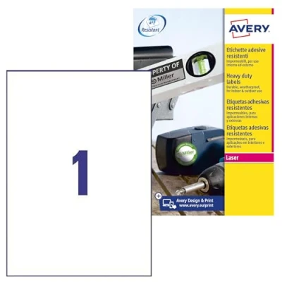 Afbeelding van Avery Zweckform L4775 8 Etiketten 210 x 297 mm Polyester folie Wit stuk(s) Permanent Universele etiketten, Weerbesten
