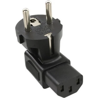 Afbeelding van C13 CEE 7/7 haakse stroomadapter / zwart