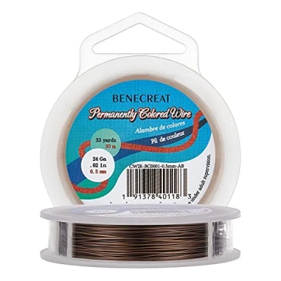 Afbeelding van BENECREAT Aanslagbestendige antiekbronzen draad, 24 gauge (0,5 mm), koperdraad voor het maken van sieraden maken, 30 m