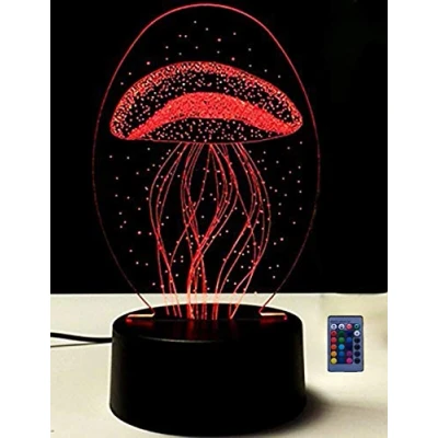 Afbeelding van Creatieve 3D Kwallen Nachtlampje USB Aangedreven Afstandsbediening Raak Schakelaar Decor Tafellamp 7/16 Kleur Veranderende LED Verjaardagscadeau Kinderen Cadeau Kerst Decoratie