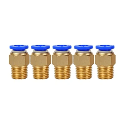 Afbeelding van Pneumatische steekschroefverbinding 1/4 inch op 8 mm, 5 stuks, push in persluchtaansluiting, steekaansluiting, industriële kwaliteit
