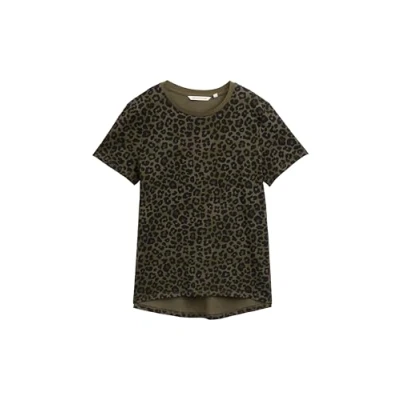 Afbeelding van TOM Tailor Denim Tshirt print, Dames, Maat: Medium, Tonal green leo print