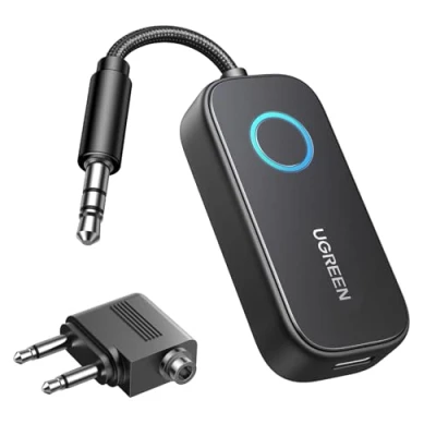 Afbeelding van UGREEN Vliegtuigen Bluetooth 5.2 zender met Extra Dual 3,5 mm AUX Adapter, Adapter voor twee koptelefoons, zoals Airpods, 2 in 1 ontvanger compatibel TV, Stereo Systeem