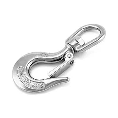 Afbeelding van QWORK® Kraanhefhaak met vergrendeling, draaibare ooghaak, tuigaccessoire 650 kg