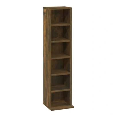 Afbeelding van vidaXL cd kast 21x20x88 cm bewerkt hout gerookt eikenkleurig, houten kast, opbergkast, opbergmeubel, rek, mediakast, boekenkast, kasten