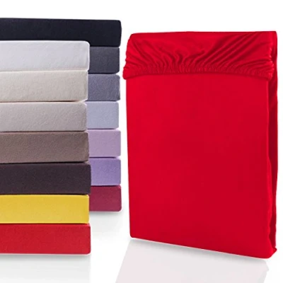 Afbeelding van DecoKing Hoeslaken 100% katoen Jersey boxspring Rood 140x200 160x200 Nephrite 165 g/m²