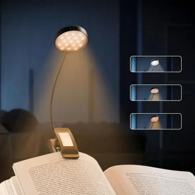 Afbeelding van LQWELL® Oplaadbaar Boeklicht Voor Lezen In Bed, Leescliplicht, Oogzorgzaam En 3 Kleurtemperaturen Traploos Dimmen, Langdurige 360 Flexibele Studielampen Boekenliefhebbers