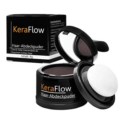 Afbeelding van KeraFlow Aanzetpoeder, haarconcealer, haarverdichting, haarpoeder tegen grijze haaraanzet en licht haar, 4 g (donkerbruin)