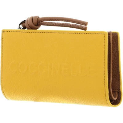 Afbeelding van COCCINELLE Leren Portemonnee Myrtha Maxi Log Wallet Soleado / Skin Geel