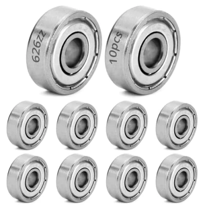 Afbeelding van QWORK 10 stuks 626ZZ kogellagers, metalen dubbel afgeschermde miniatuur diepgroefkogellagers, 6x19x6mm, koolstofstaal