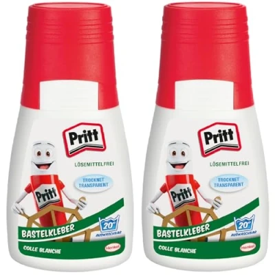 Afbeelding van Pritt knutsellijm 2 x 50 g, transparant drogende universele lijm voor thuis, school of kantoor, witte kinderen