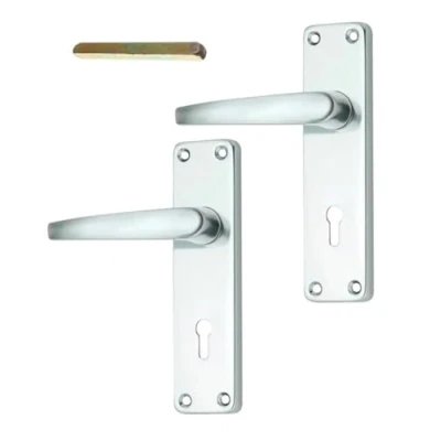Afbeelding van Merriway BH00002 150 mm/6 inch Greepset met slot, glanzend aluminium, wit