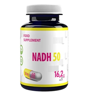 Afbeelding van NADH 50mg 60 veganistische capsules, in Laboratorium getest, hoge dosering, niet GVO