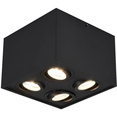 Afbeelding van Trio Leuchten Plafondlamp Biscuit 613000432, metaal zwart mat, excl. 4x GU10