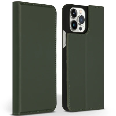 Afbeelding van Apple iPhone 13 Pro Max Hoesje Echt leder Accezz Bookcase Groen Telefoonhoesje